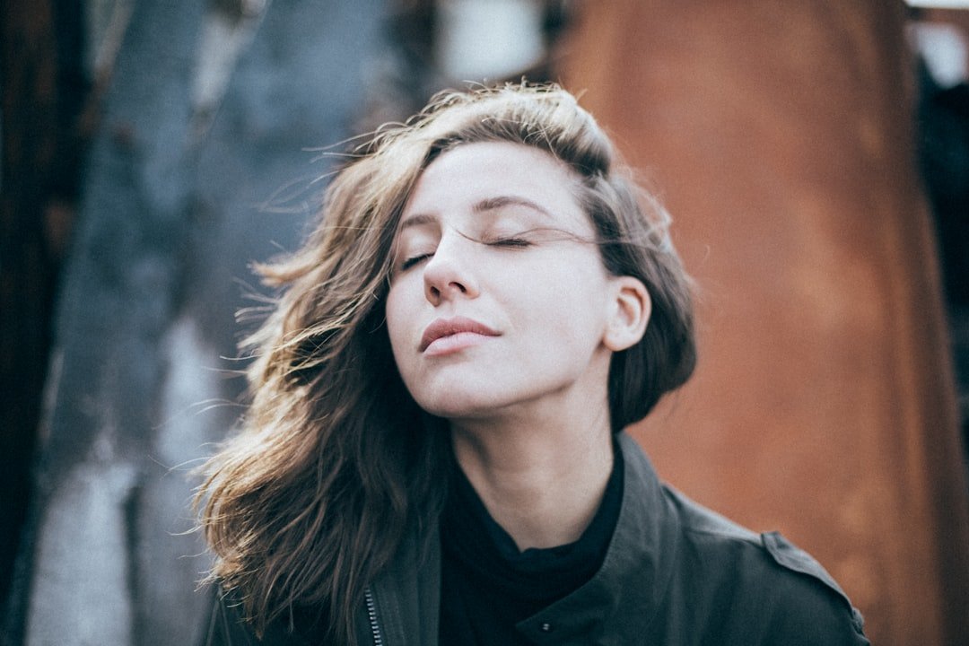 Close-up portrait of person practicing breathwork