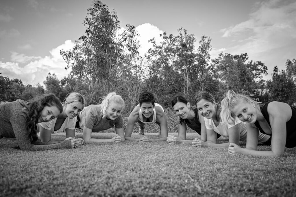 Athletic power yoga group class